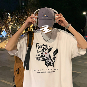 2025夏季趣味卡通短袖男宽松圆领印花T恤流行休闲短袖T8886-P35图片