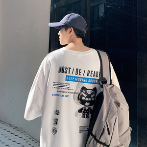 2025新款卡通印花T恤短袖青少年流行夏季宽松圆领休闲服T8878-P35图片