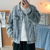 2025秋季新款纯色牛仔夹克青少年流行宽松水洗工装外套JK821-P75，男装夹克，电商A062