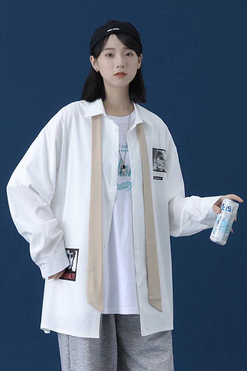 2025春夏中性长袖衬衫女青春流行印花休闲衬衣CS8001-P35,男装衬衫,电商A062