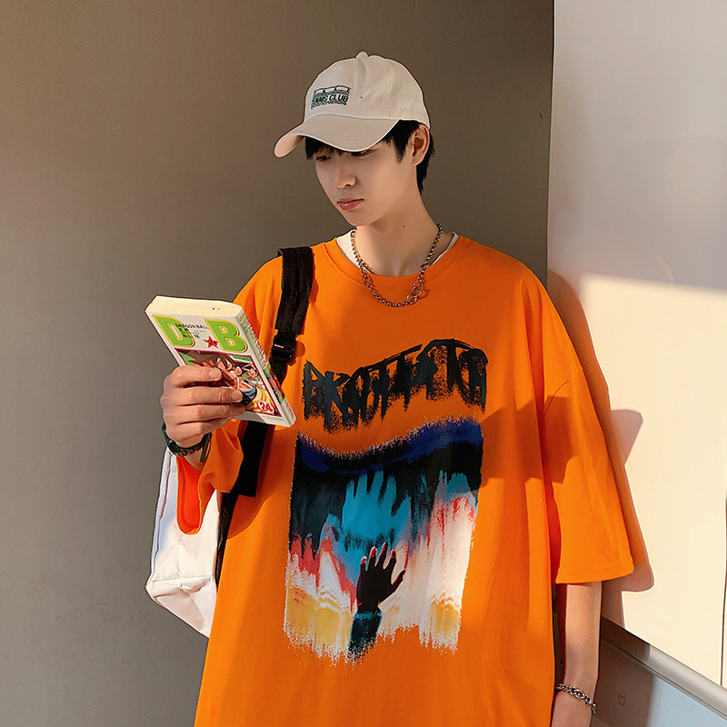 2025年卡通趣味短袖青少年圆领印花休闲T恤夏季潮流短袖T8891-P35,男装T恤,电商A062