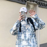2025春季新款潮男格子衬衫青少年长袖衬衣渐变格子衬衫CS10-P40，男装衬衫，电商A062