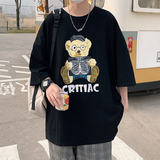 夏季新款青少年流行休闲宽松圆领T恤薄潮男卡通印花短袖T8887-P35，男装T恤，电商A062