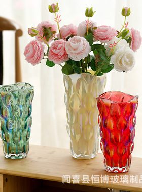 北欧轻奢高级水晶玻璃花瓶家居客厅透明水养鲜花玻璃插花器摆件