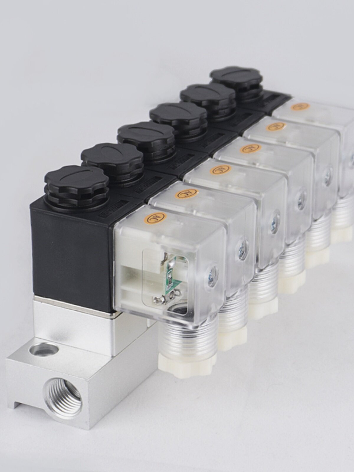 气动电磁控制阀组2v025-08-nc二位二通常闭气阀含汇流板24v/220v