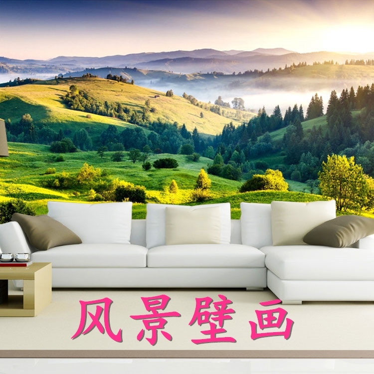 电视背景墙壁纸影视墙森林大自然草原风景画墙纸壁画墙布现代简约