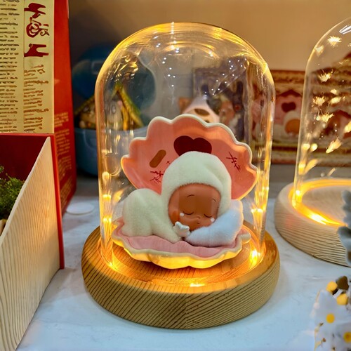星星人五代带灯玻璃展示盒摆放架