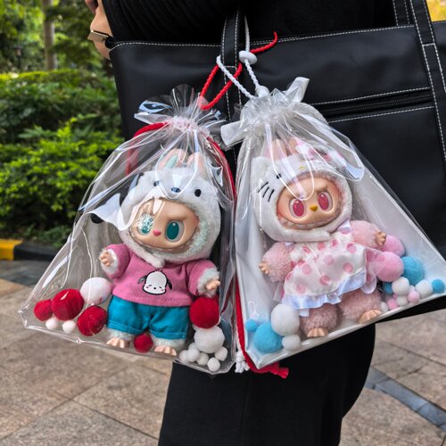 三丽鸥联名拉布布娃包高透锦囊袋
