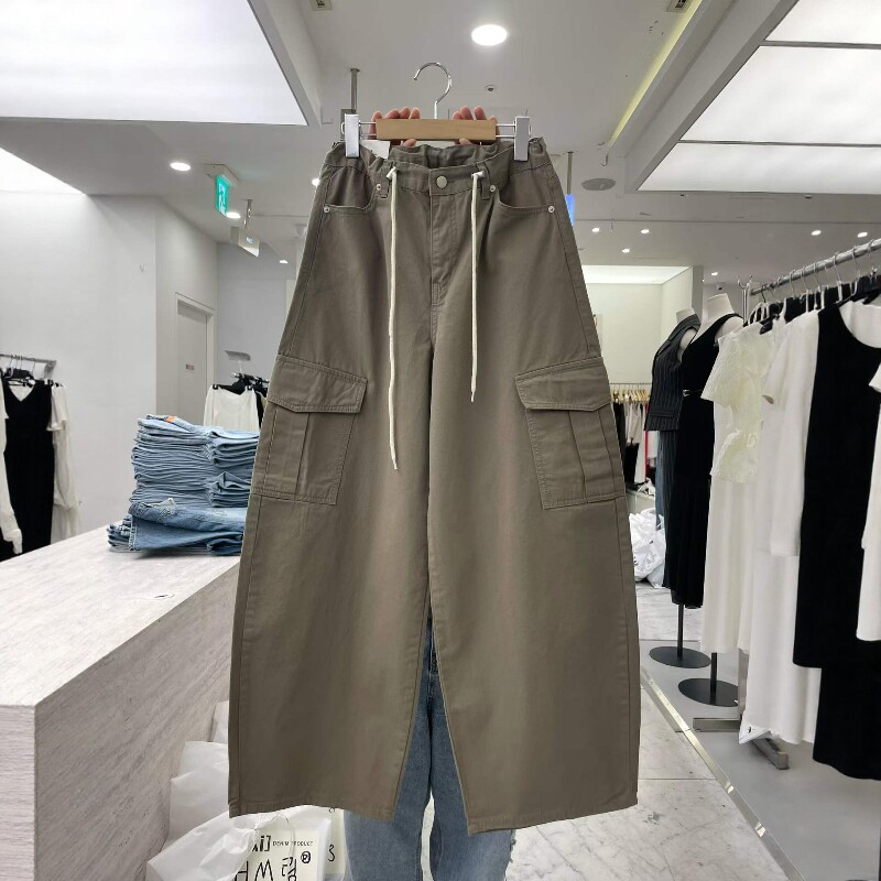 韩国东大门26夏PAI正品高腰抽绳宽松显瘦工装裤百搭休闲裤女1254