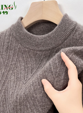 上海春竹羊绒衫男100%纯山羊绒半高领冬季新款加厚高档针织毛衣