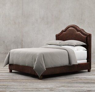 轻奢蜡油真皮床美式 简约定制床 乡村复古实木床美国RH原单意式 法式