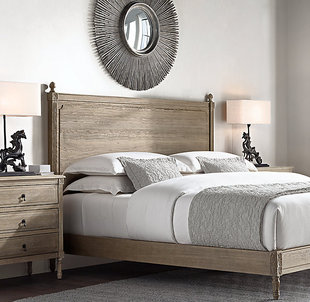 美式乡村复古家具英式古典侘寂雕花实木床美国RH原单主卧定制大床