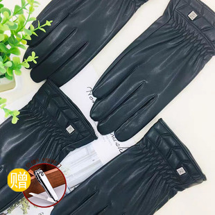 梅峰PU皮手套冬季骑行开车摩托车加绒加厚保暖男士PU手套11846