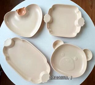 ins风熊餐具 陶瓷小熊造型卡通餐盘心形饺子盘少女餐具洗碗机可用