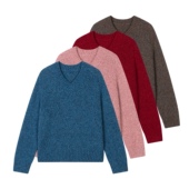 山羊绒混色雪花纱立体马鞍肩V领廓形针织衫 晴天wool女款 白厂丝