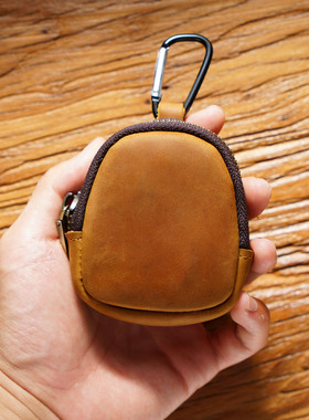 疯马皮耳机收纳包适用苹果华为freebudspro2/3/5 Beats JBL蓝牙耳机挂包耳机保护套收纳盒防尘便携真皮保护包