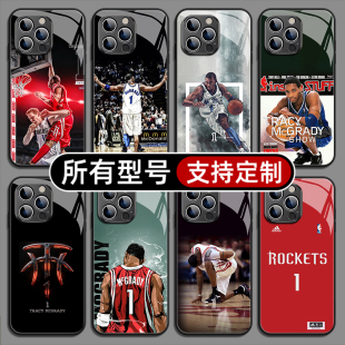 NBA麦迪魔术火篮球衣箭适用苹果17pro16手机壳15plus14promax13玻璃壳12mini11SE2MAX来图XR7P8max定制XS软6S