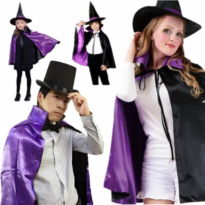 万圣节成人儿童女巫婆魔法师魔术师服装帽披风斗篷套装表演出服饰|msdalam kategori mod main/animasi/Zhou Bian/cos/permainan papan, Parti/Magic Supplies, alat pihak/hiasan, pakaian - dari Buy2taobao.com untuk memberikan perkhidmatan ejen Taobao profesional membeli