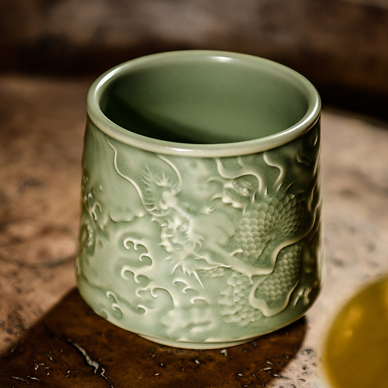龙纹浮雕威士忌功夫茶具青瓷复古