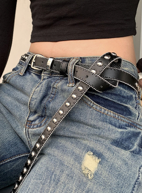 新款个性潮流女士加长皮带暗黑朋克风裤腰带牛仔裤高级感配饰腰带