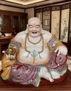 大肚笑弥勒佛菩萨摆件招财佛像供奉家居用客厅玄关办公室礼品50cm
