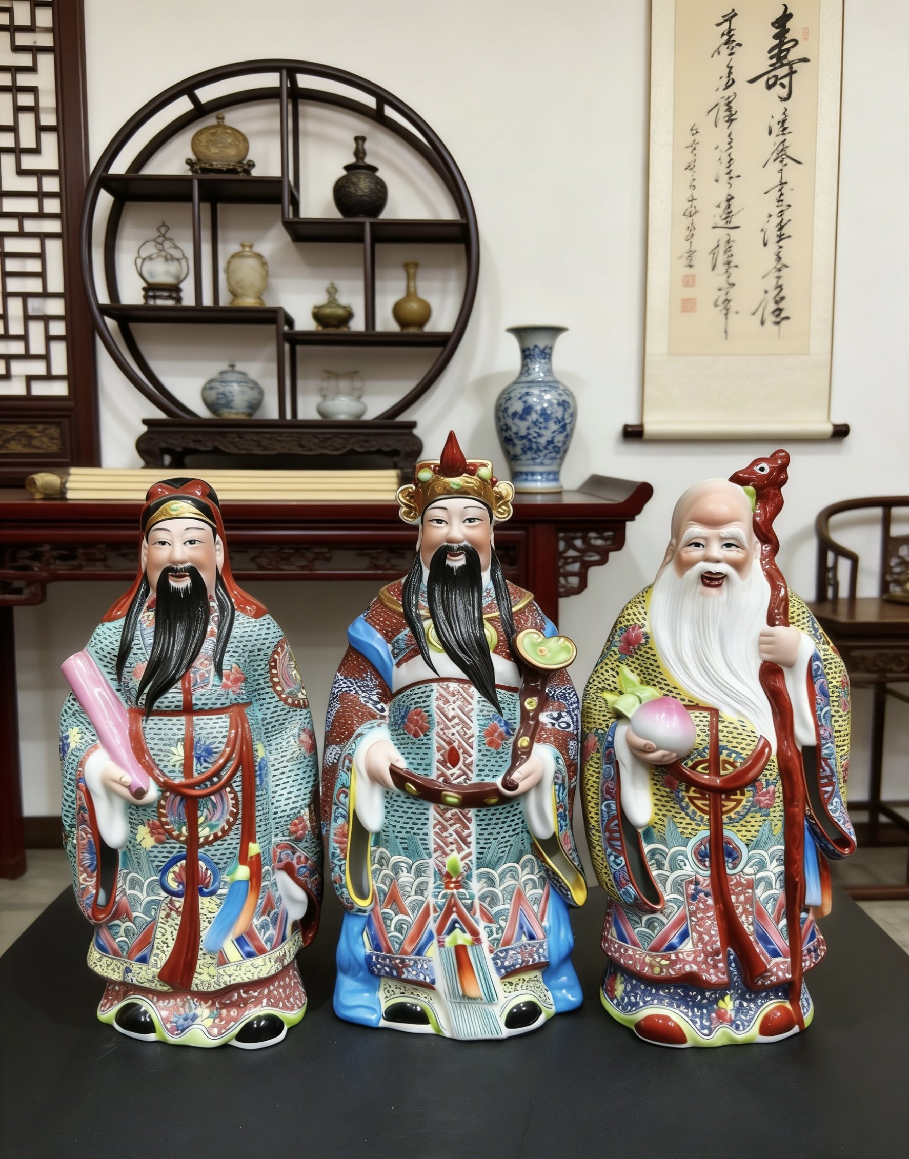 福禄寿陶瓷三星手工艺家居会所装饰客厅办公开业摆件乔迁礼品22cm,家居饰品,桌面摆件,淘宝优惠券,粉丝福利购,淘宝优惠卷