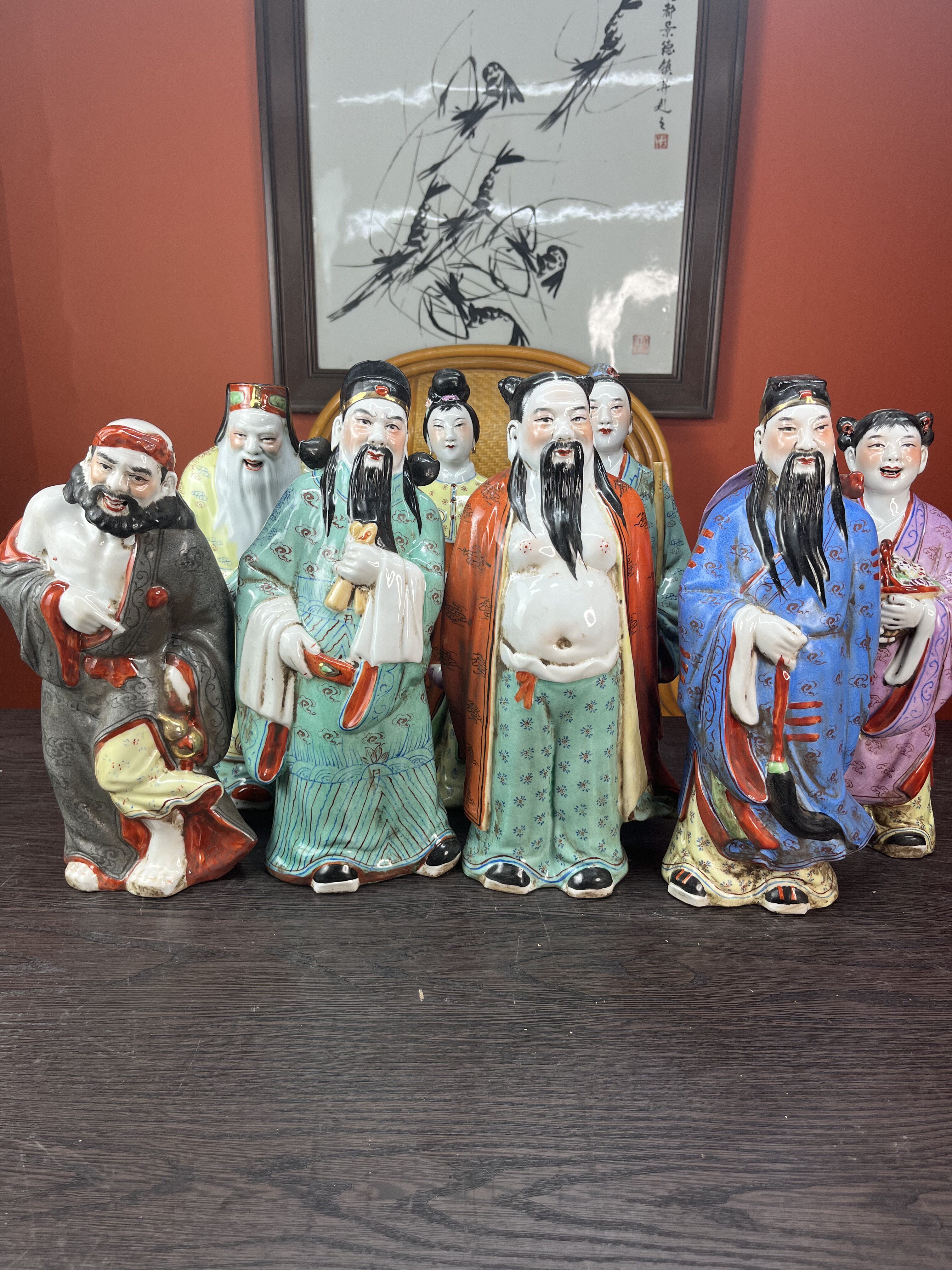 景德镇陶瓷八仙人物佛像摆件设仿雕塑瓷厂早期厂货装饰工艺品14寸