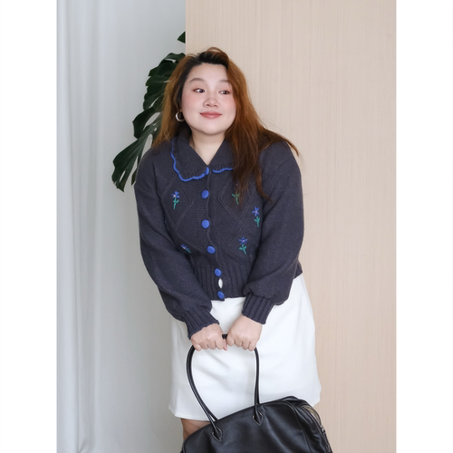 zooobaby09/22韩系刺绣甜美娃娃领针织开衫宽松显瘦上衣