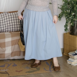 韩系压褶显瘦百搭A字半身裙子 08早春新品