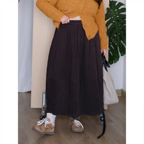 zooobaby11/09韩系夹棉加厚花边半身裙女显瘦A字裙