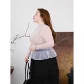 zooobaby01 22韩系早春高领透视波点花边打底上衣