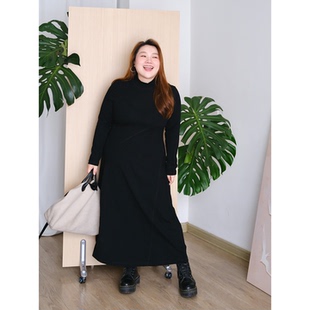 zooobaby11 09韩系简约半高领加绒显瘦连衣裙女打底裙子
