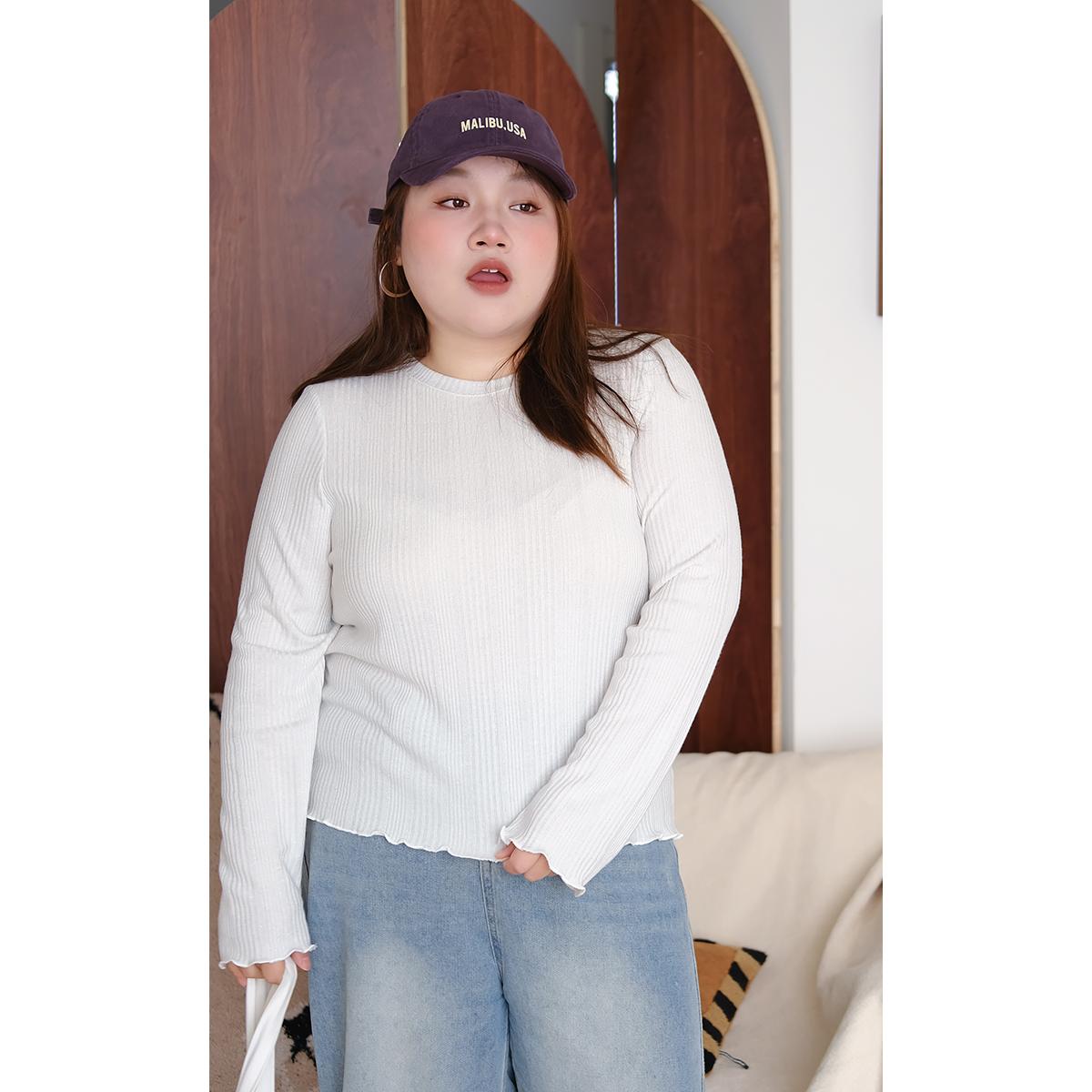ZOOOBABY01/06晚八点 早春韩系纯色木耳边打底衫长袖T恤上衣