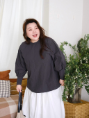 后背开扣子衬衫 韩系简约纯色廓形灯笼袖 上衣 08早春新品