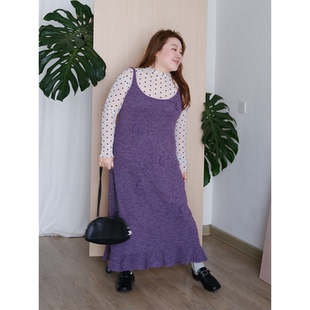 zooobaby11 09韩系简约圆领针织吊带连衣裙女显瘦长裙