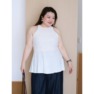 zooobaby06/02韩系简约纯色圆领坑条无袖背心上衣
