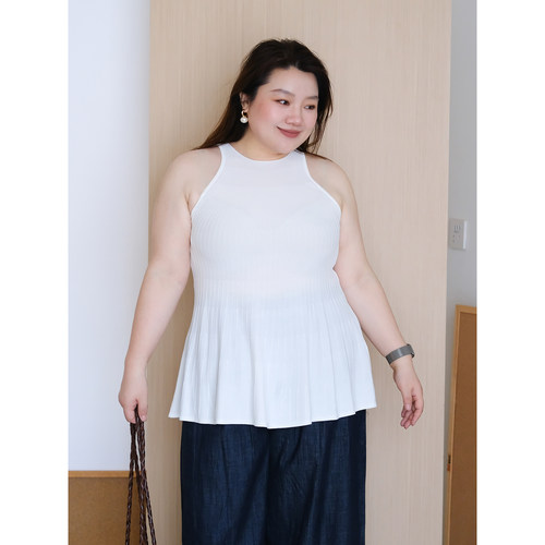 zooobaby06/02韩系简约纯色圆领坑条无袖背心上衣