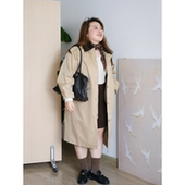 zooobaby10 14韩系简约翻领撞色长袖 外套宽松风衣女显瘦百搭外套