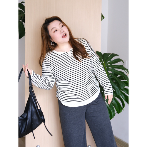 zooobaby10/20韩系简约条纹长袖T恤女宽松显瘦上衣