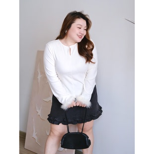 女修身 内搭打底衫 显瘦上衣 09韩系简约气质毛毛袖 zooobaby11