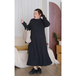 09/19晚八点 纯色显瘦针织假两件连衣裙女秋冬打底中长款裙子