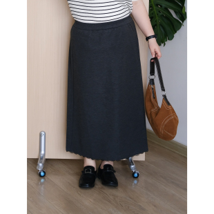 08韓系簡約百搭純色蕾絲拼接半身裙高腰顯瘦A字裙子 zooobaby09