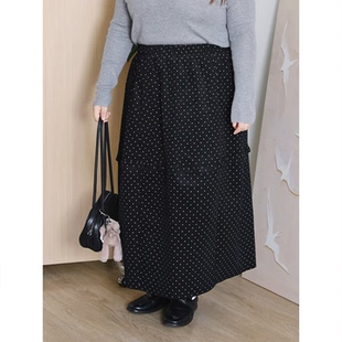 zooobaby10 14韩系简约波点半身裙女高腰显瘦半裙子拼接A字裙