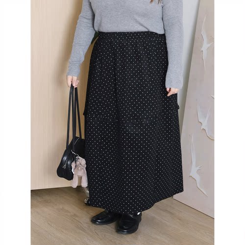 zooobaby10/14韩系简约波点半身裙女高腰显瘦半裙子拼接A字裙