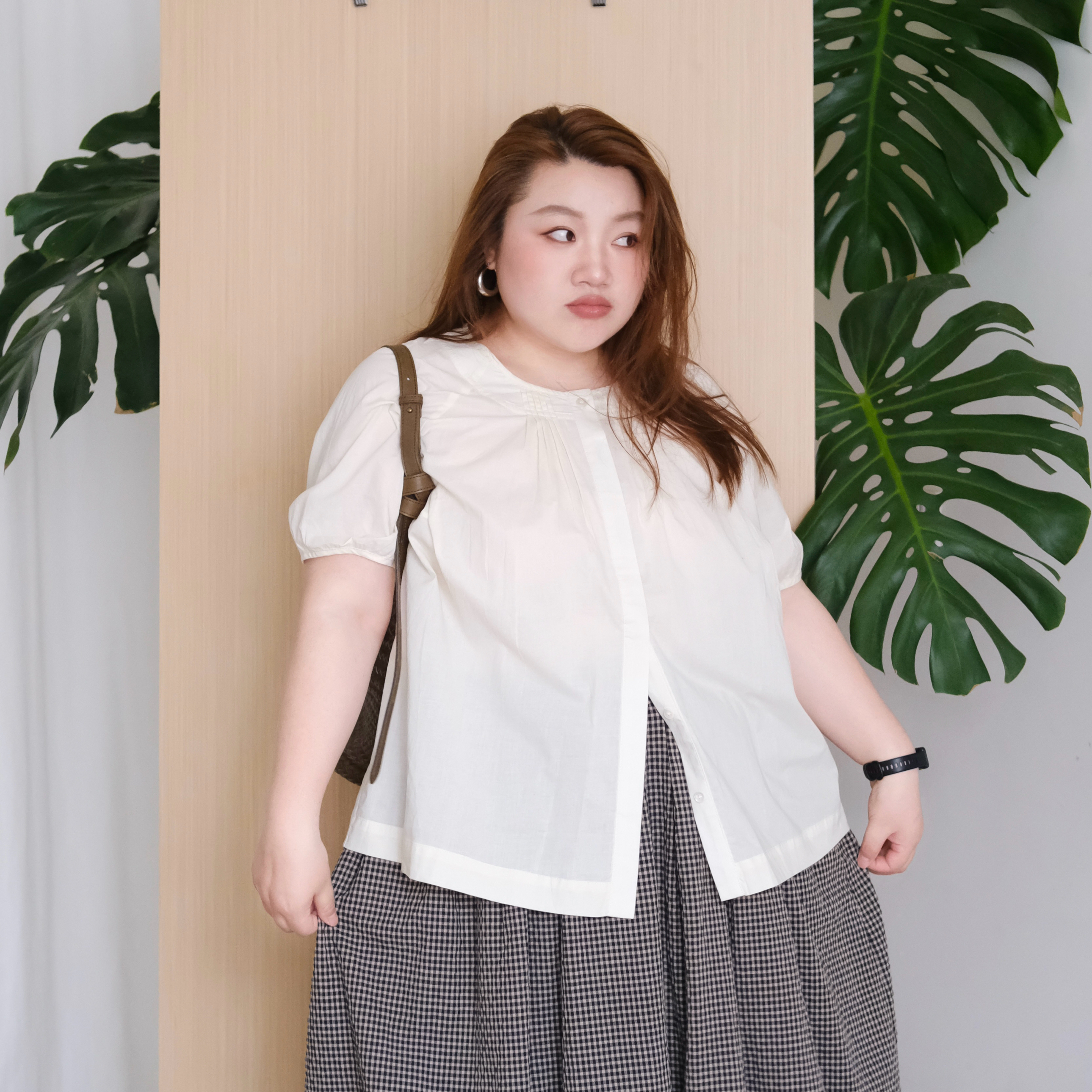 zooobaby07/18韩系简约纯色圆领短袖衬衫女宽松休闲百搭上衣