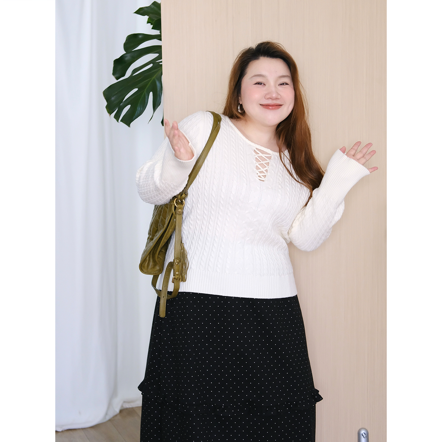 zooobaby11/09韩系简约绑带圆领针织衫女显瘦内搭打底衫上衣