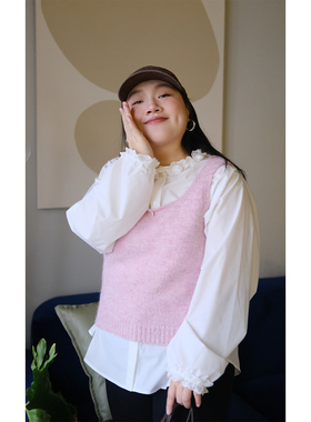 ZOOOBABY02/05晚八点 韩系U领纯色针织马甲背心百搭慵懒毛衣上衣