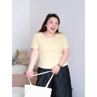 zooobaby04/15韩系方领纯色短袖T恤女宽松显瘦百搭上衣