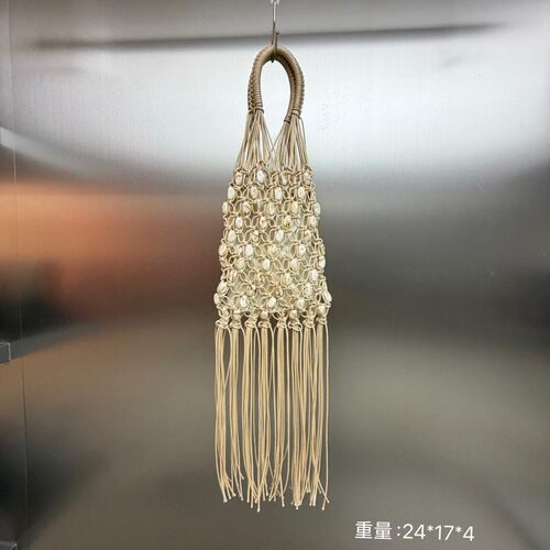 2026新品网红时尚百搭镂空编织流苏设计串珠手提单肩包度假沙滩包