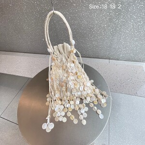 2026新品网红小众设计仙女慵懒贝壳流苏包晚宴包手提手机包子母包